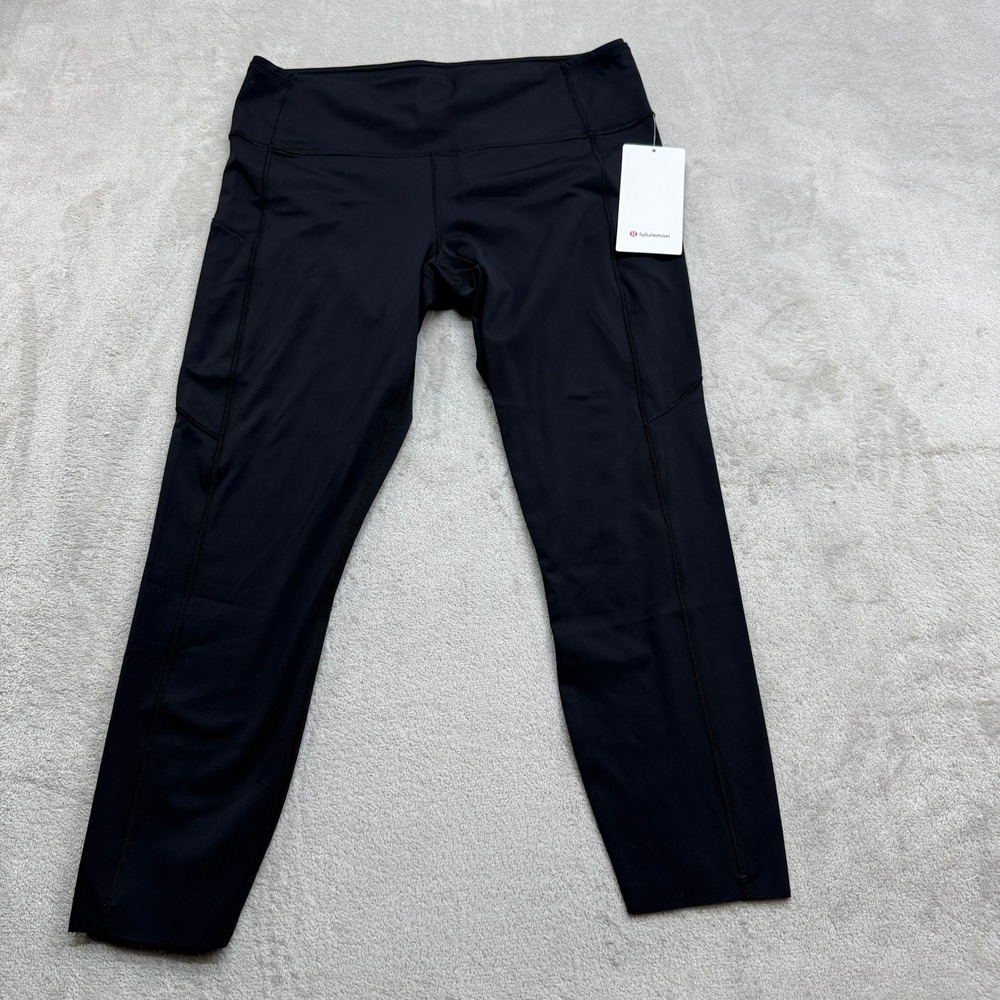 Lululemon Fast and Free HR Tight 25 Women's 14 Black Nulux Pockets Workout Yoga